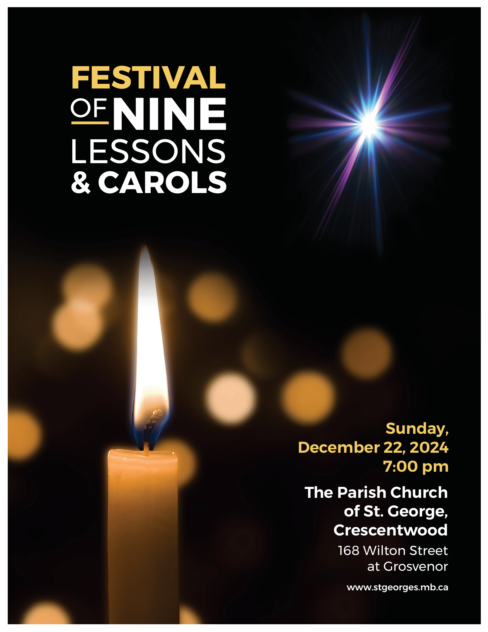 NINE LESSONS AND CAROLS - December 22 at 7PM